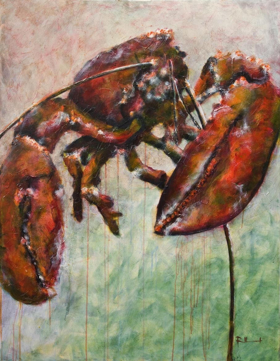 LEVENDE KREEFT | acryl en medium op linnen | 100x130cm | verkocht