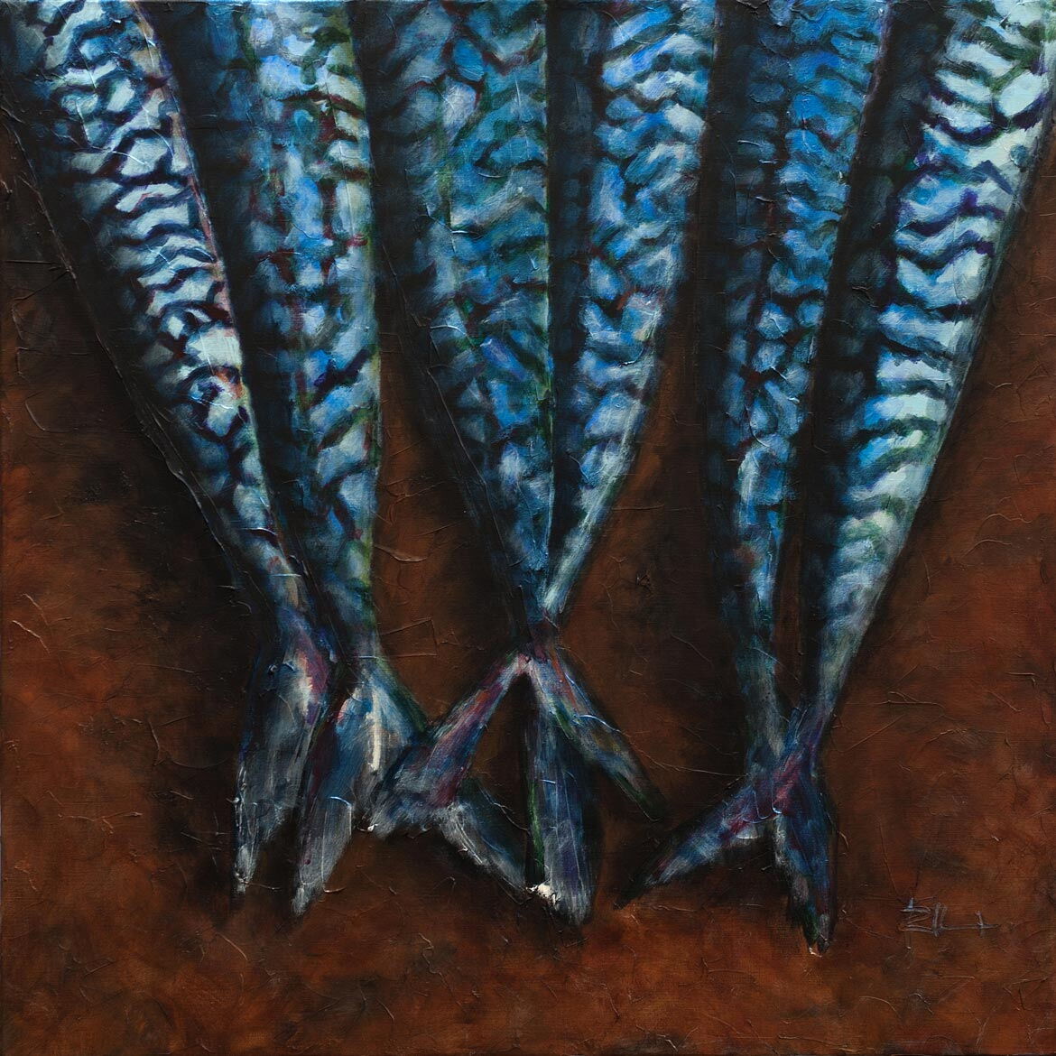 3 PAAR MAKRELENSTAARTEN | acryl op linnen | 100x100cm | verkocht